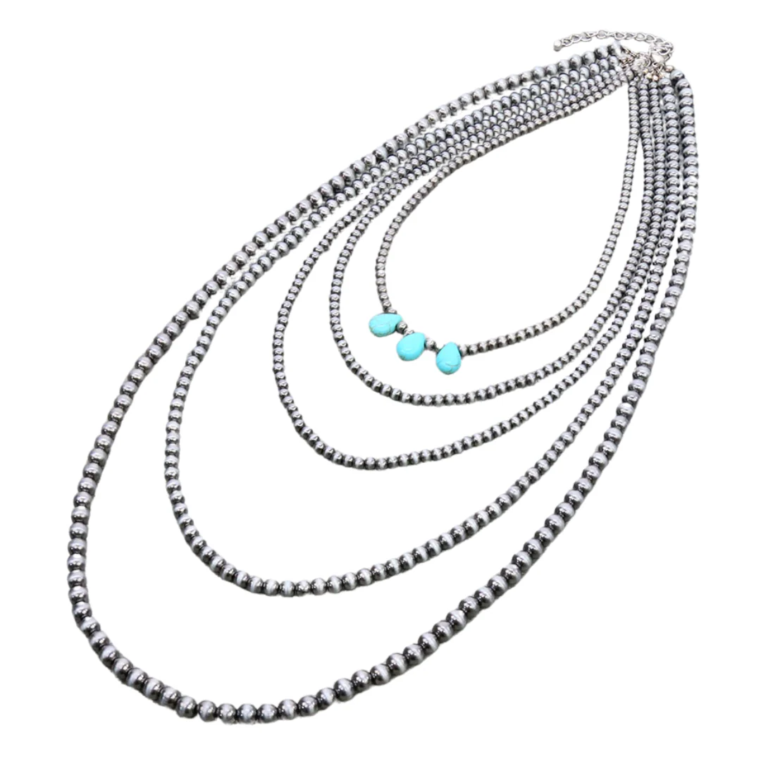 5 Row Navajo Style Pearl Necklace WN3-47- NE20057/SBTQ
