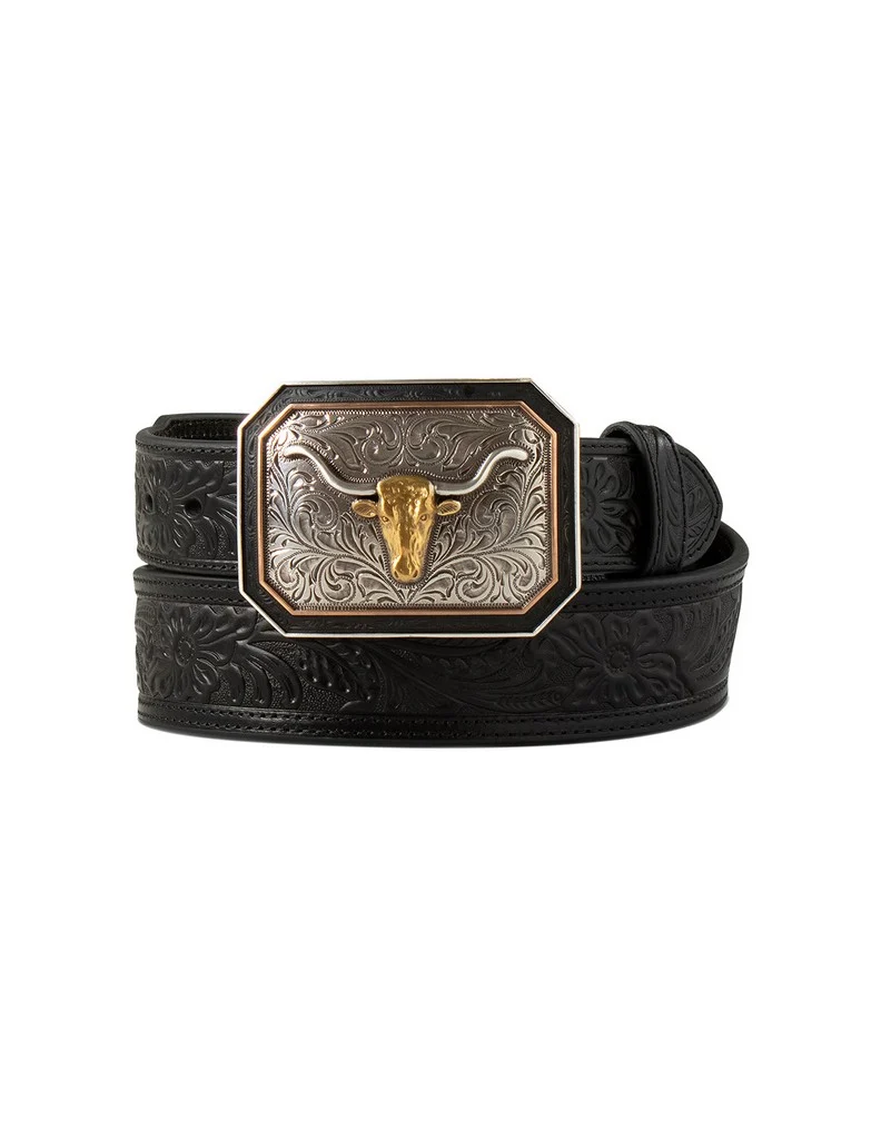 Ariat Mens Floral Embossed Black Belt - A1043201