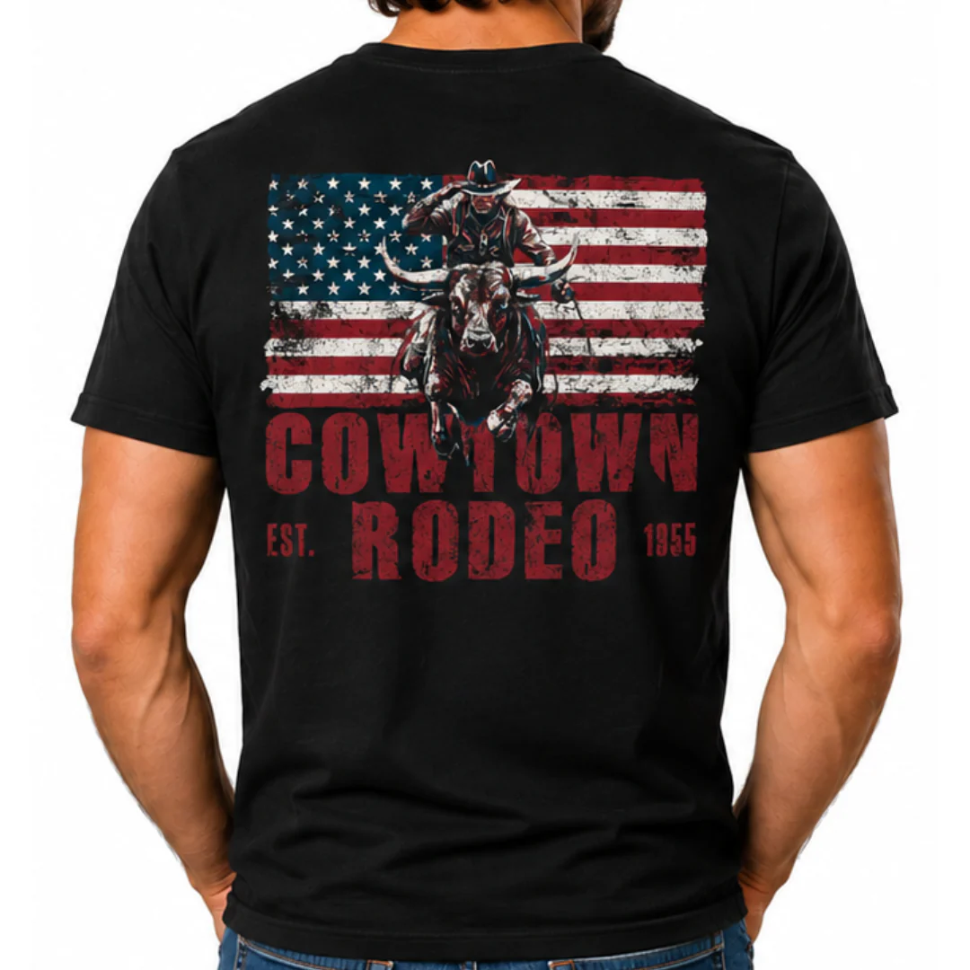 4th Of July Exclusive Cowtown Rodeo Bullrider T-Shirt In Black