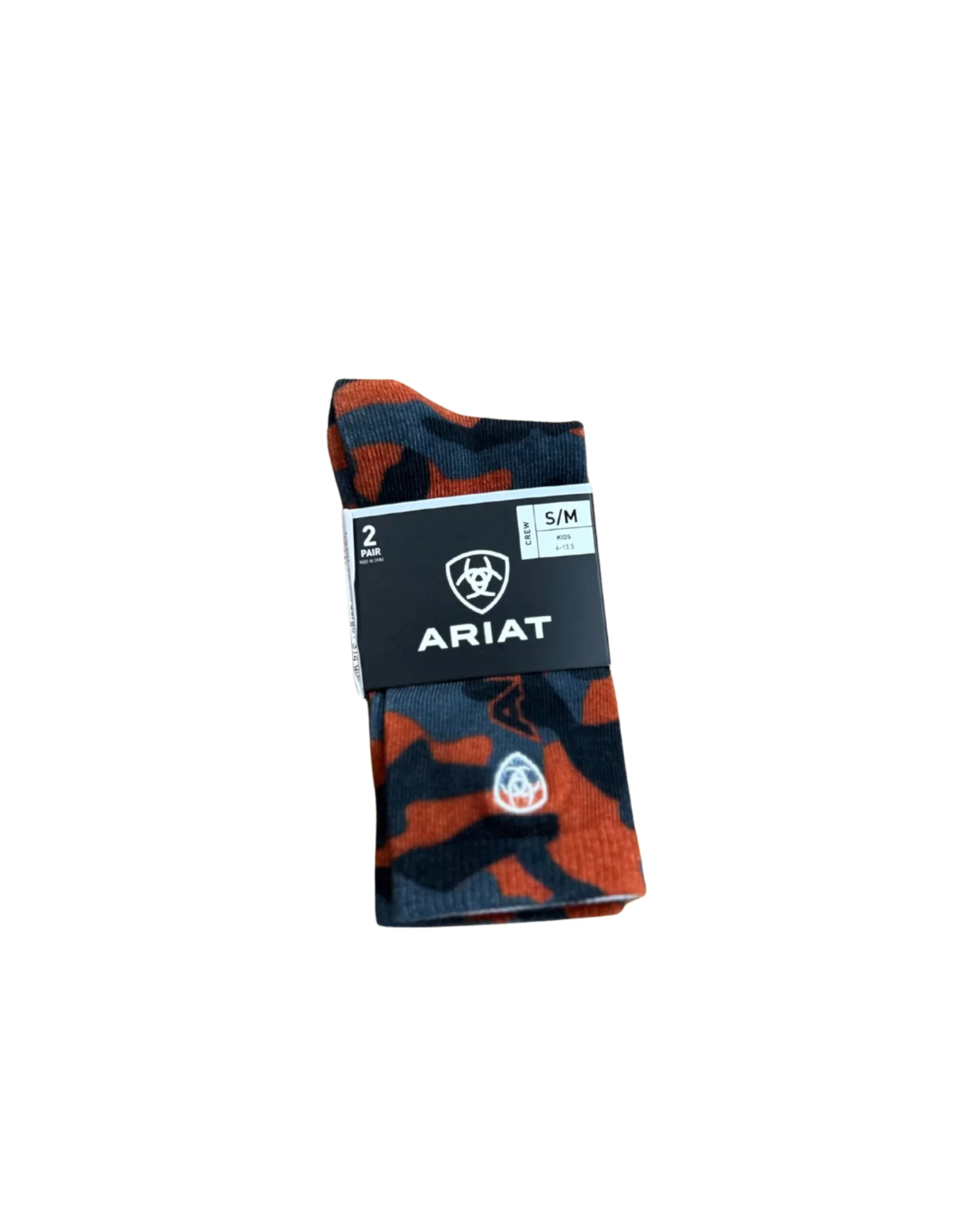 Ariat Kid's - Orange Camo Graphic Crew 2-Pair Multi AR3775