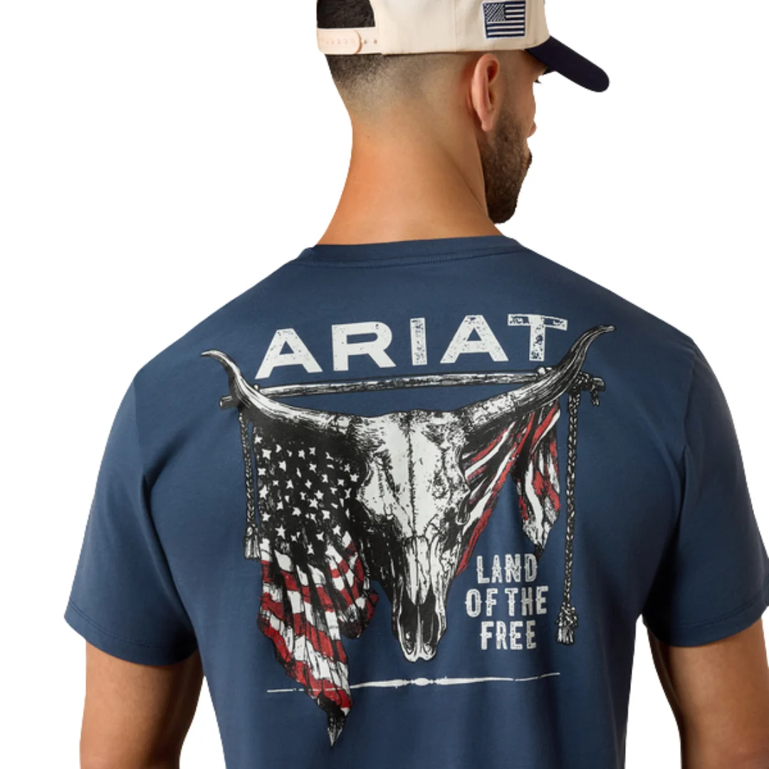 Ariat Men's Longhorn Patriot Bravery Short Sleeve T-Shirt in Blue
