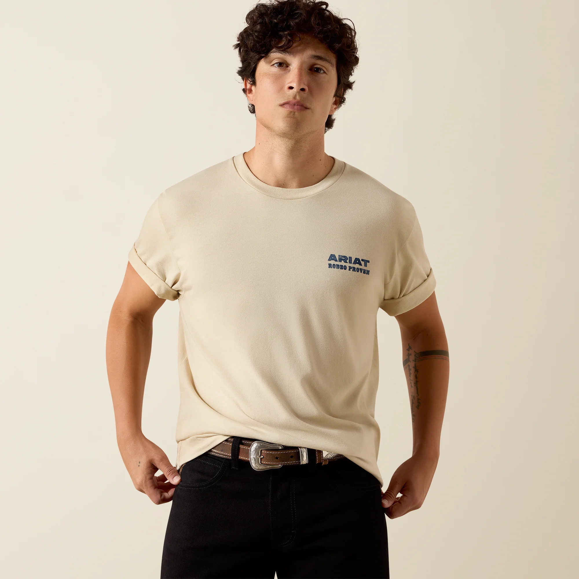 Ariat Men's Proven Stamp Short Sleeve T-Shirt in Natural White - Image 2