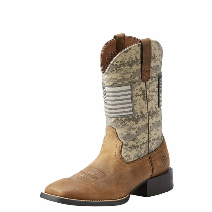 Ariat Sport Patriot Distressed Brown Camo Western Boot 10023359 - Image 2