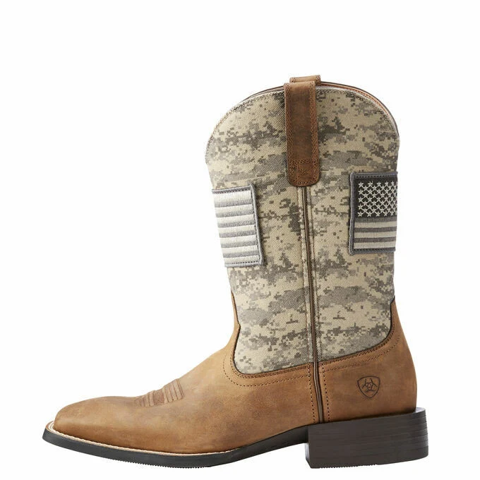 Ariat Sport Patriot Distressed Brown Camo Western Boot 10023359 - Image 3