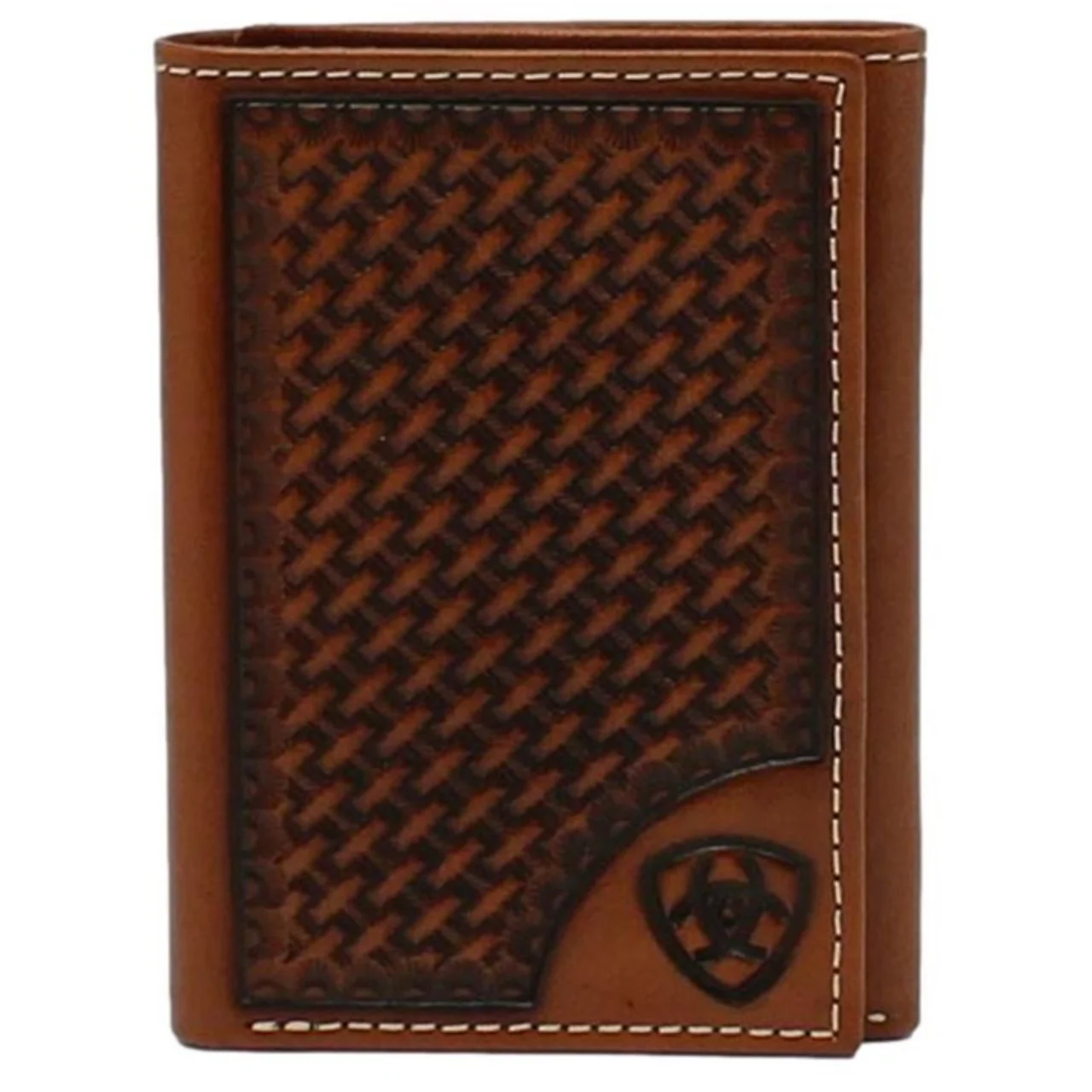 Ariat Tan Basketweave Shield Trifold Wallet A3550408