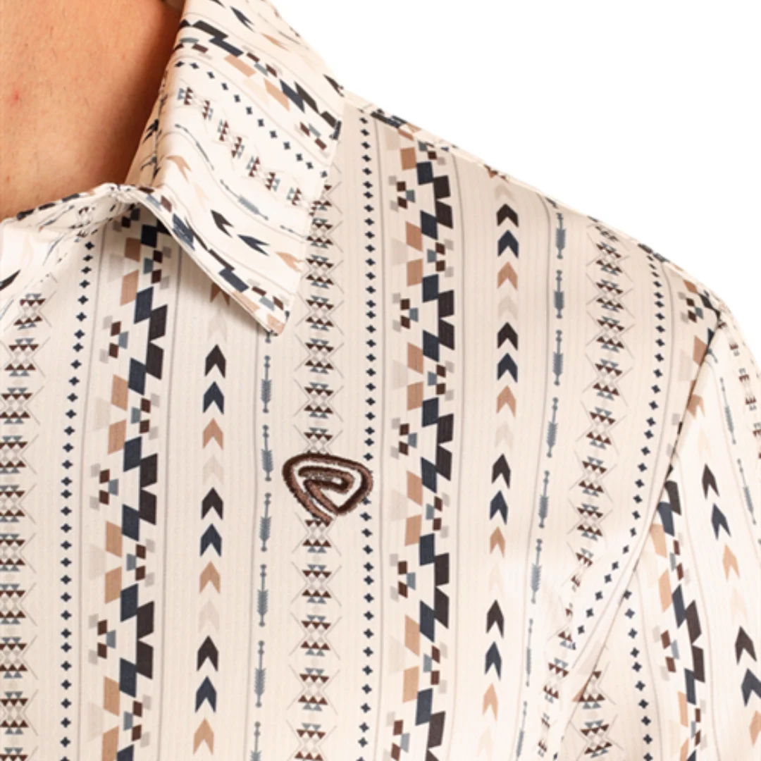 Aztec Printed Polo in Natural - Image 3