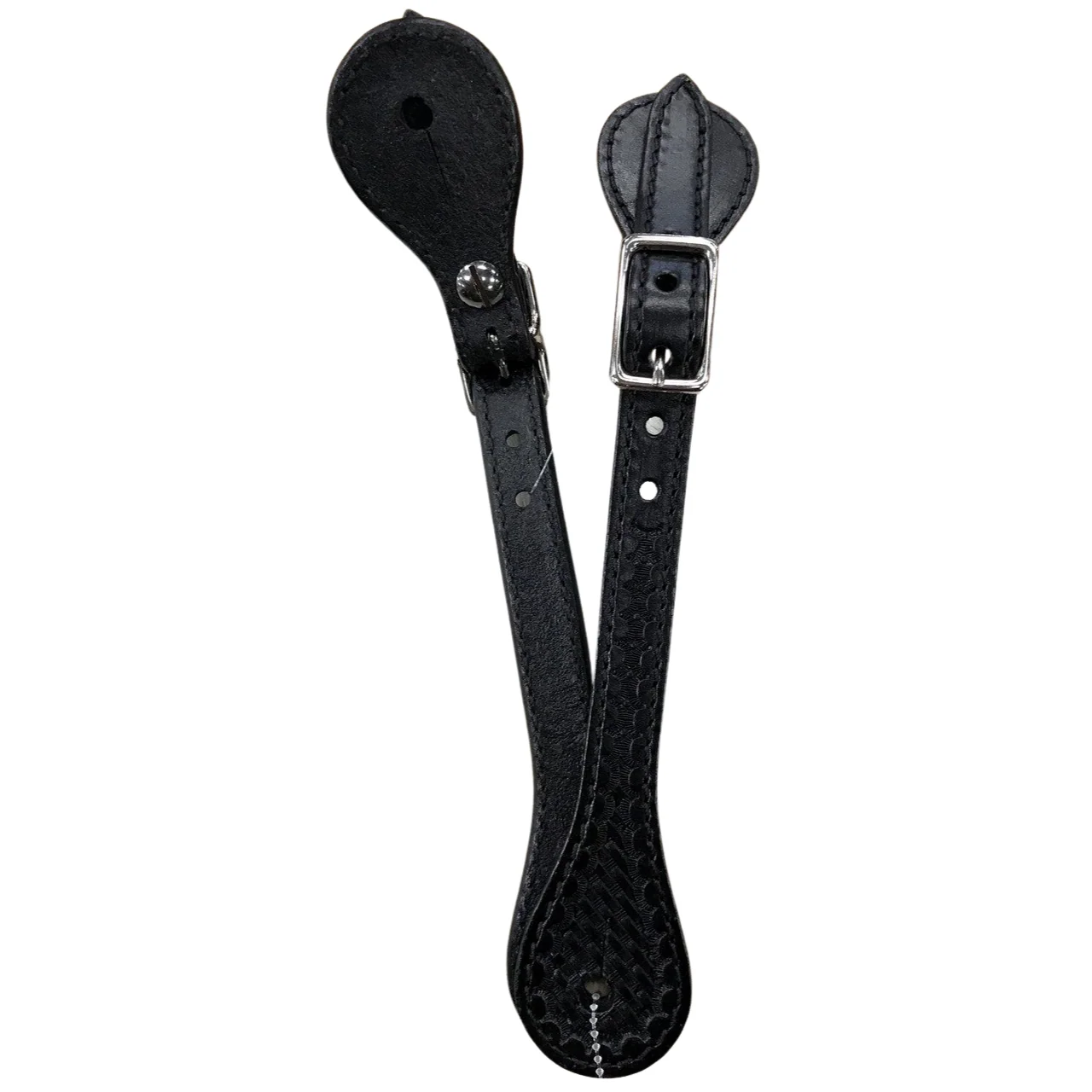 Black Basketweave Leather Spur Straps by Fashion West SPS-5B