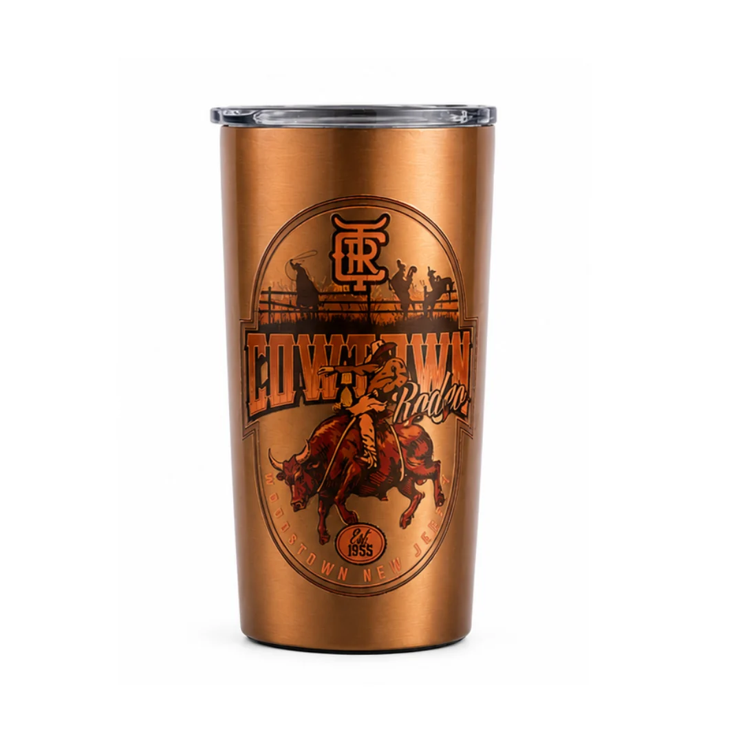 Bronze Bucking Bull Rider Cowtown Rodeo Tumbler