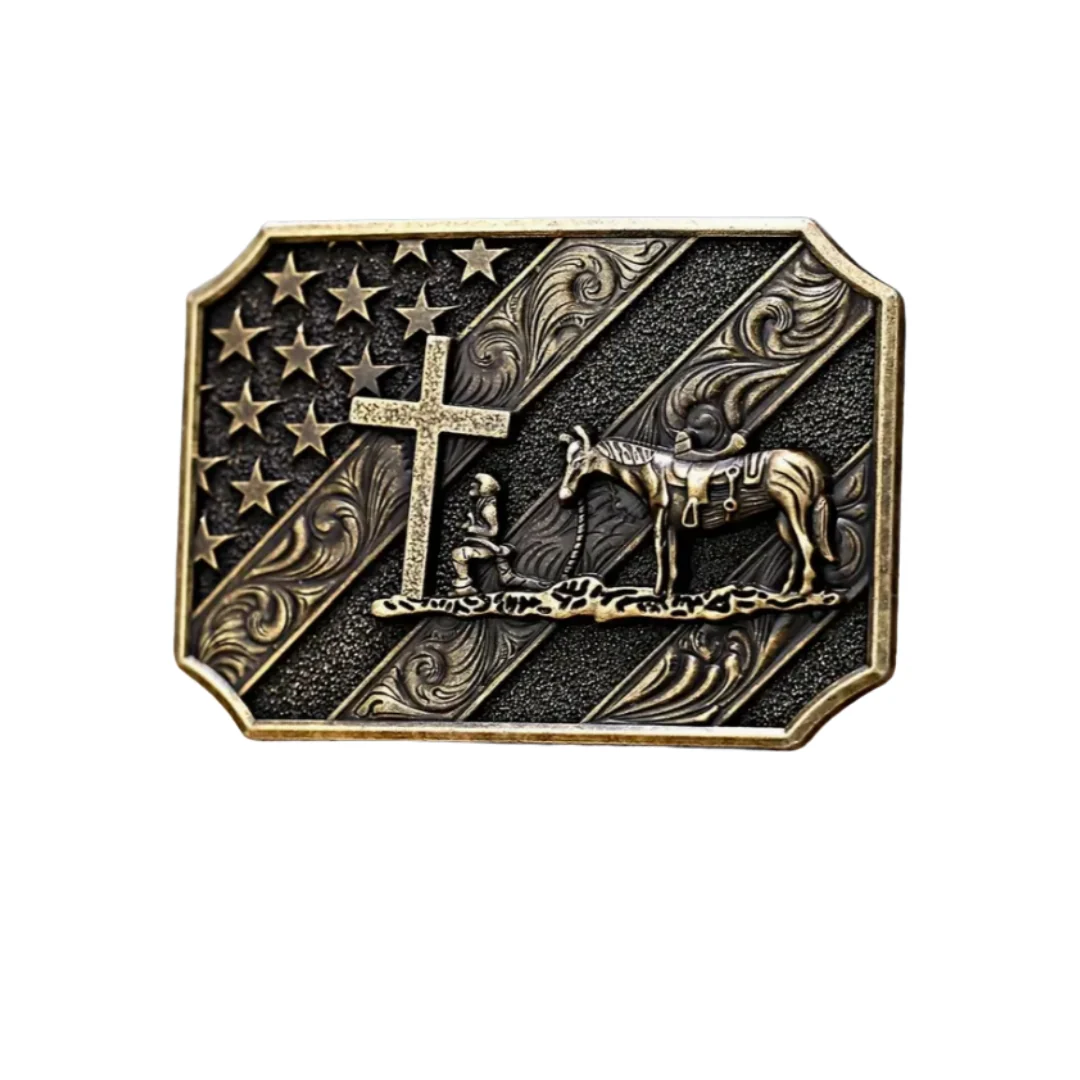 Bronze Praying Cowboy Buckle 1801BMZ