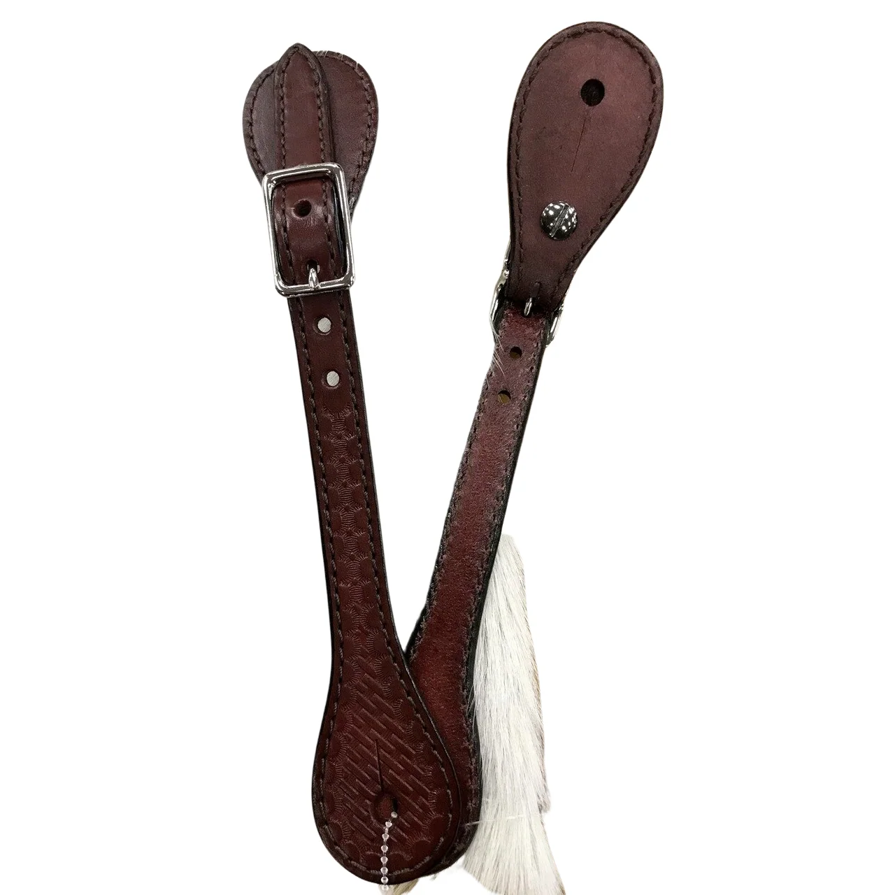 Brown Basketweave Leather Spur Straps by Fashion West SPS-5Br