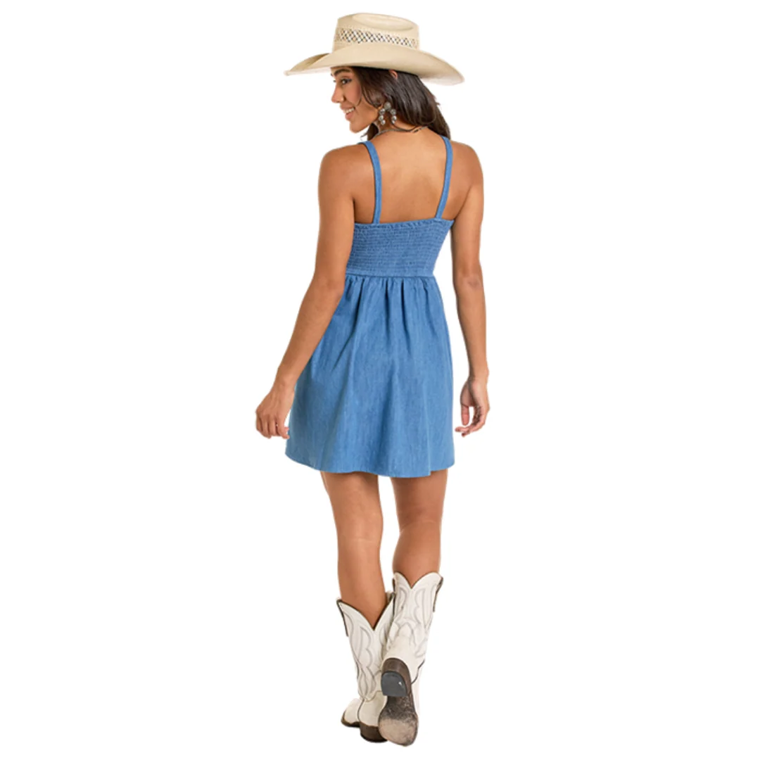 Buckle Strap Denim Mini Dress BWD0R06315 - Image 2