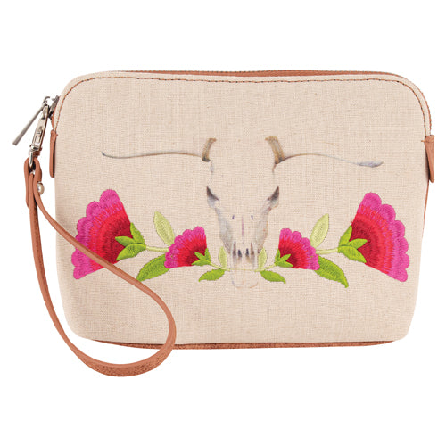 Catchfly Ladies' Cosmetic Pouch Skull With Flowers - 2510115262