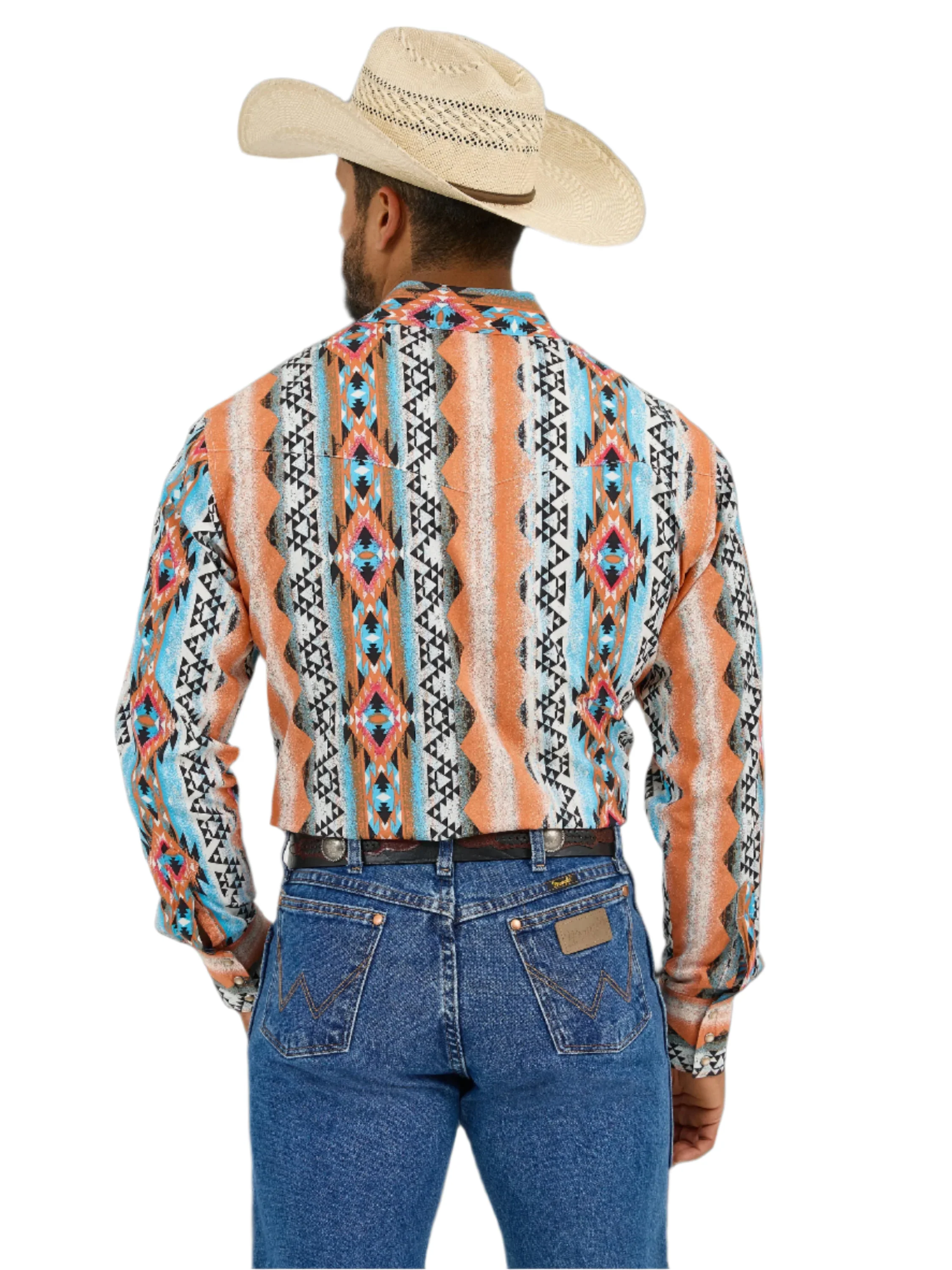 Orange Checotah® Western Long Sleeve Shirt - Classic Fit 112365887 - Image 2