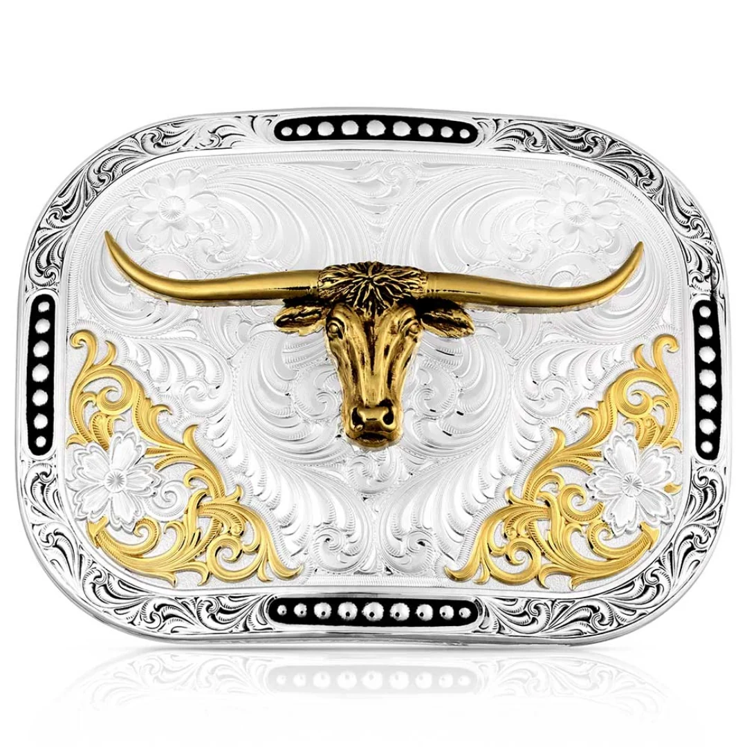 Class Act Two Tone Belt Buckle with Longhorn 53510-767H