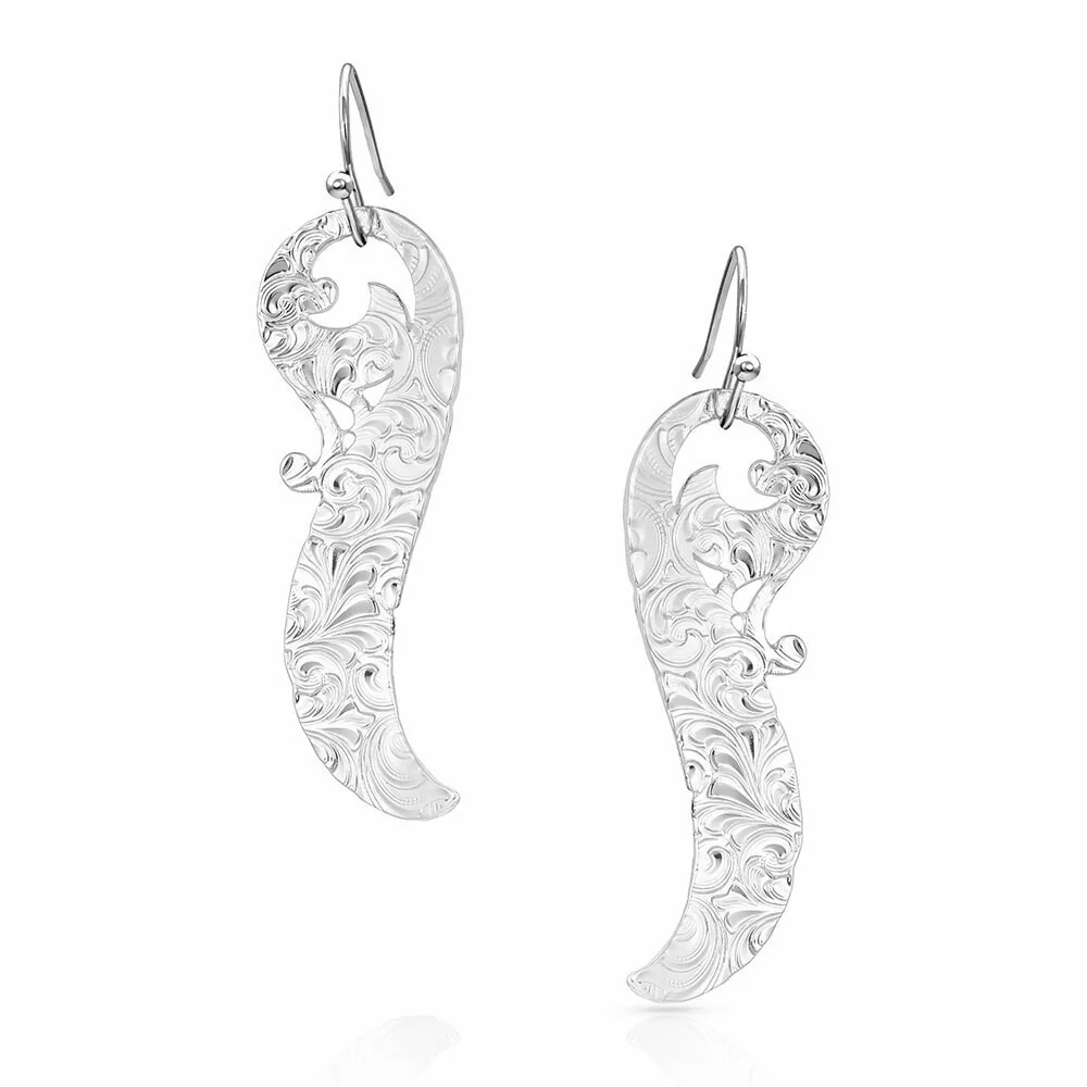 Connected Feathered Filigree Earrings By Montana Silversmiths ER4837 - Image 3