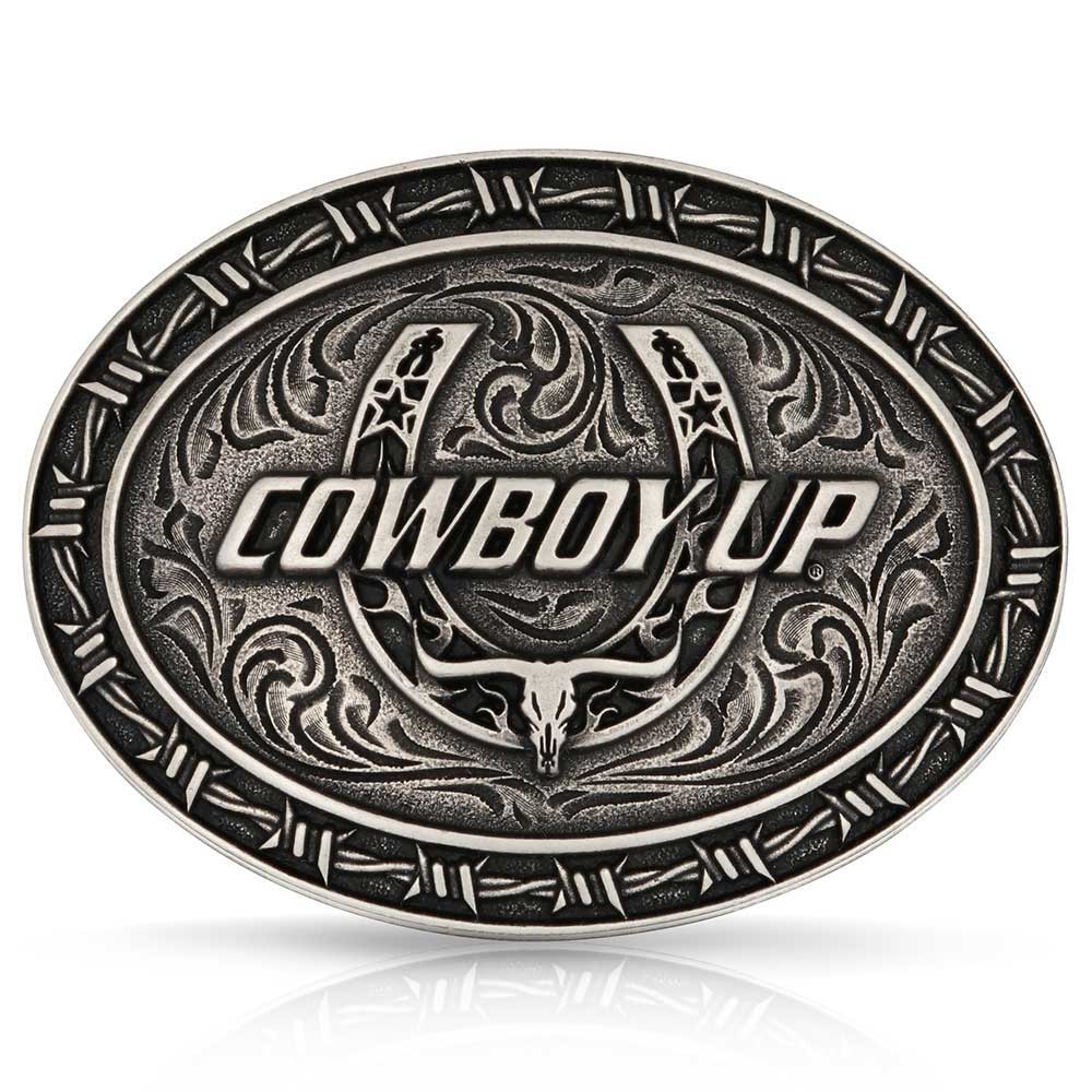 Cowboy Up Barbed Wire Buckle - A1032S