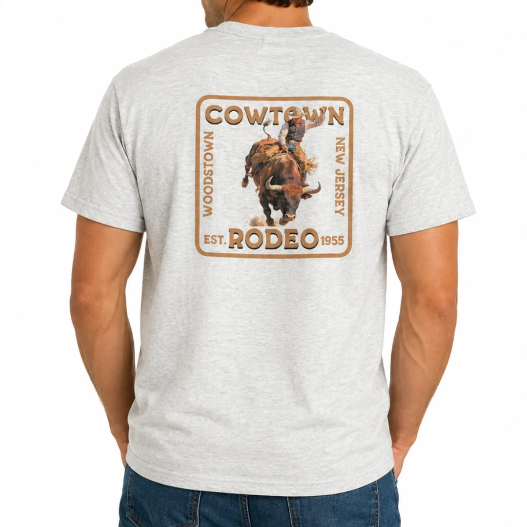 Cowtown Rodeo Vintage Bull Rider Tee In Marble Heather