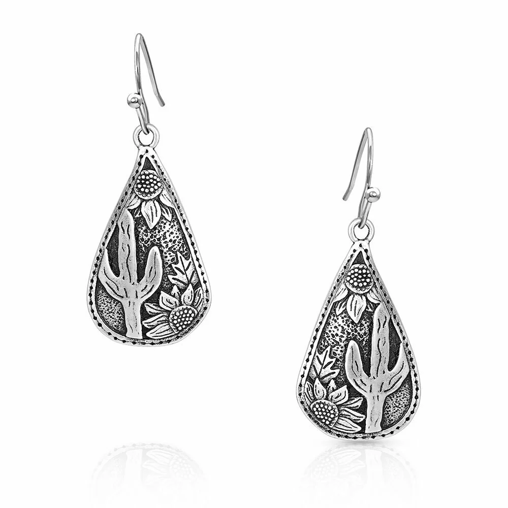 Cradled Cactus Teardrop Earrings By Montana Silversmiths ER4898