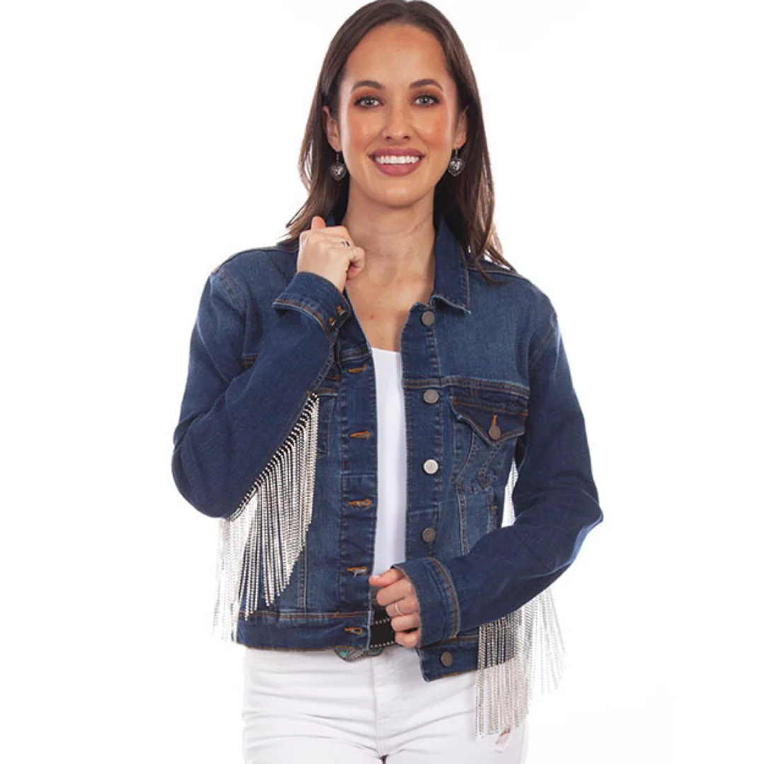 Denim Fringe Bling Jacket HC792