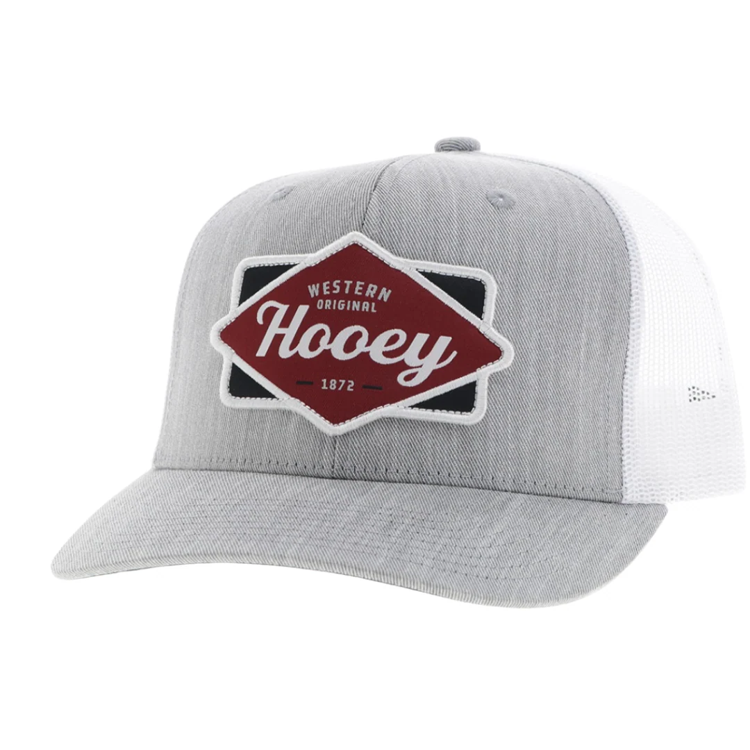 Diamond Grey / White 6-Panel Trucker with Maroon / Black / White Patch