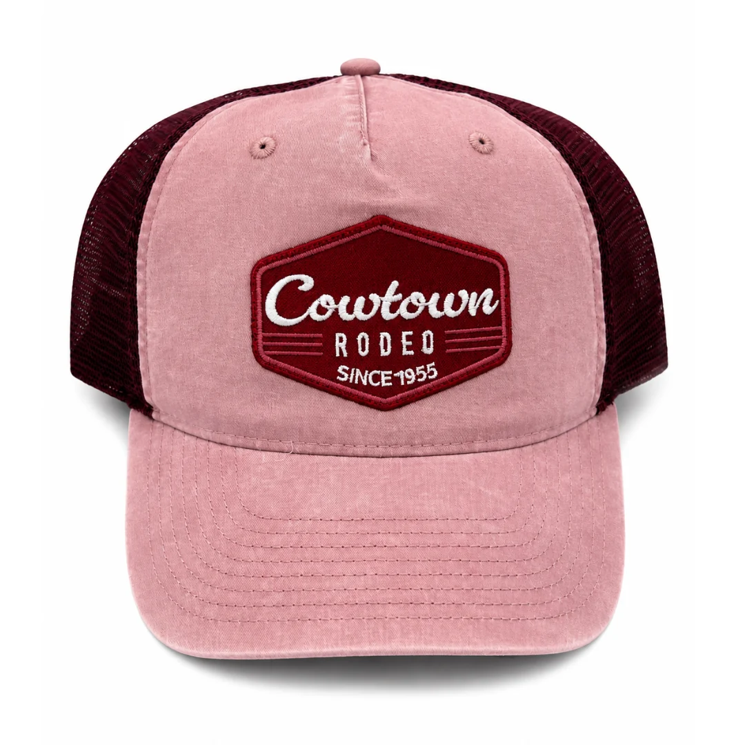 Embroidered Cowtown Rodeo Ball Cap In Dusty Rose