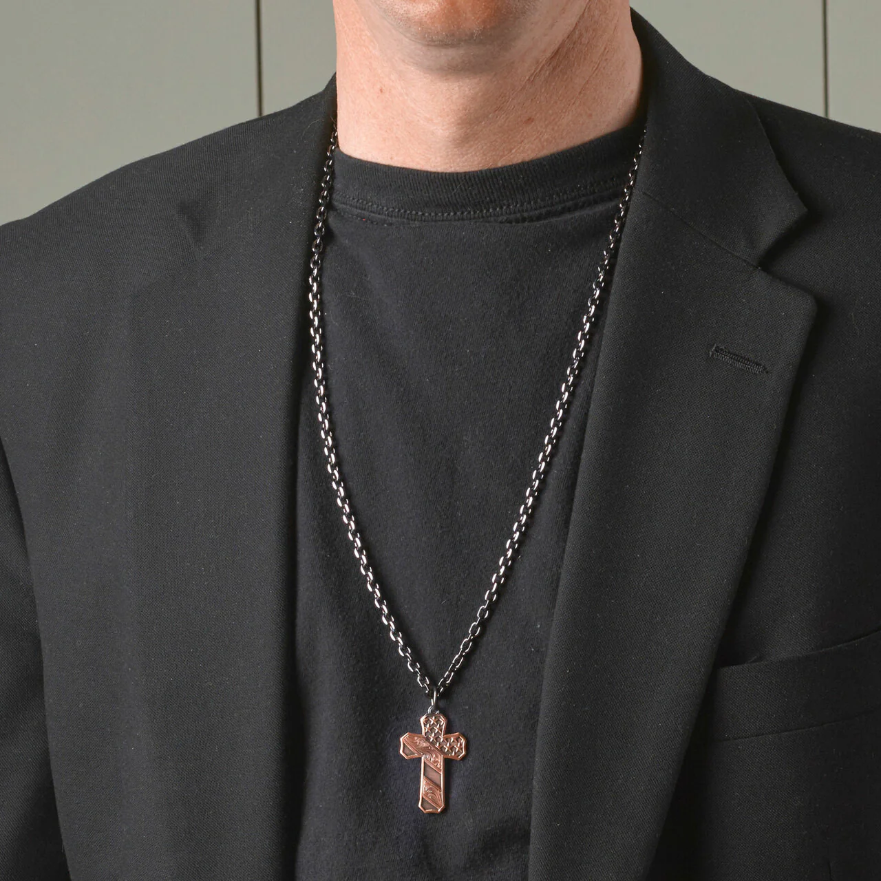 Faded Glory Cross Flag Necklace by Montana Silversmiths nc3771BLB - Image 2