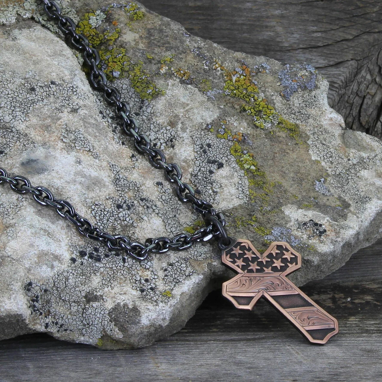 Faded Glory Cross Flag Necklace by Montana Silversmiths nc3771BLB - Image 3