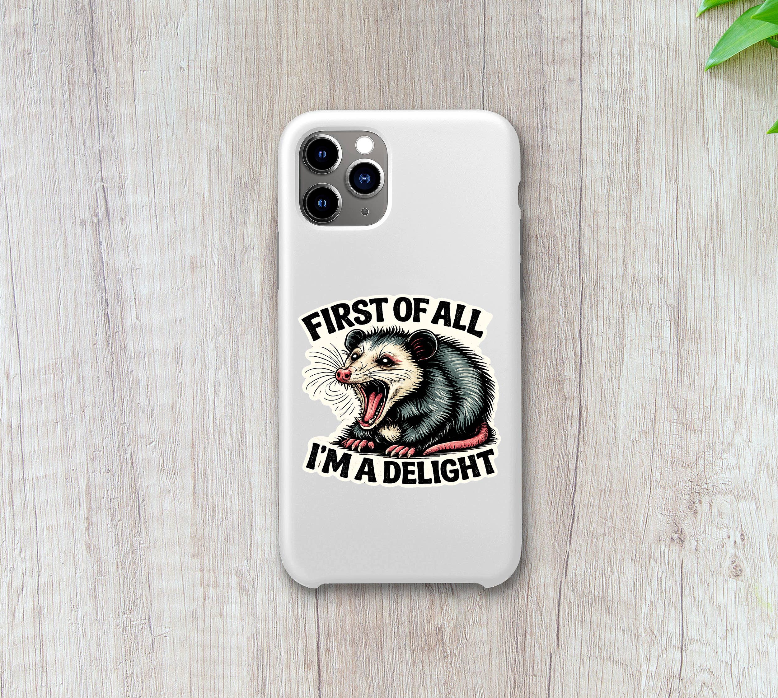 First of All I’m a Delight Funny Possum Vinyl Sticker - Image 4
