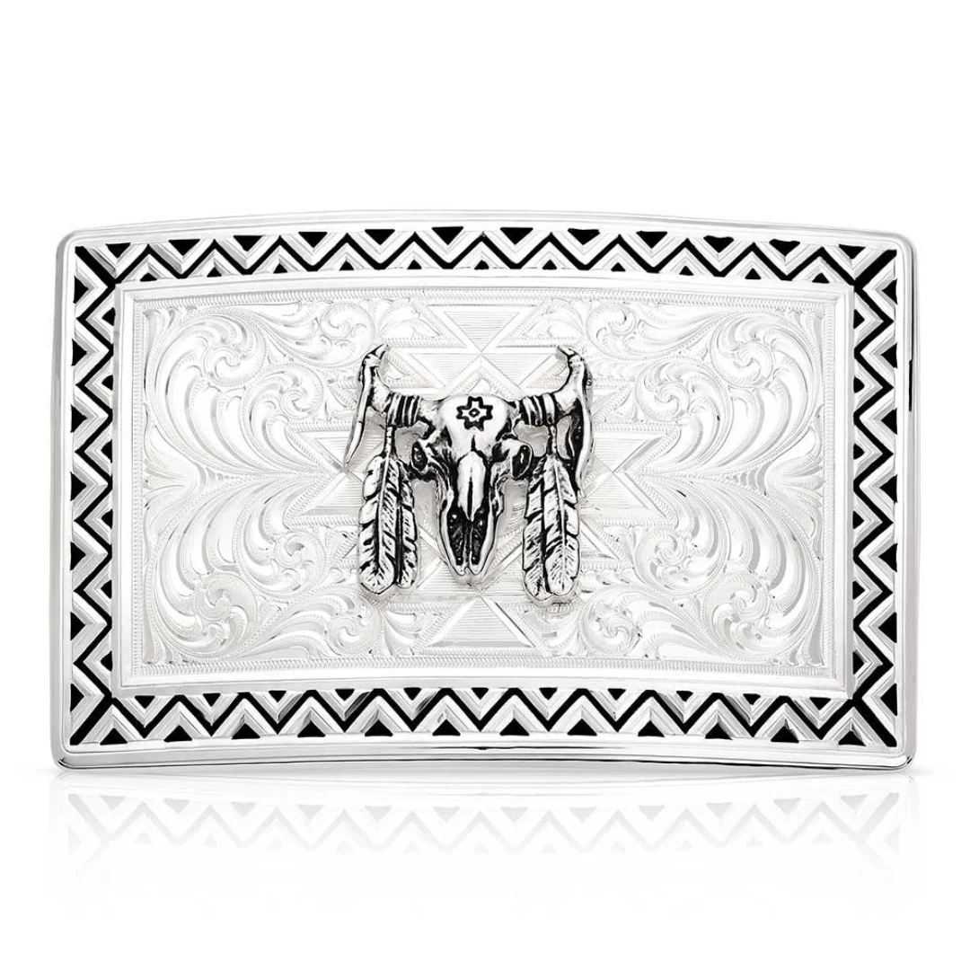Four Winds Buckle with Buffalo Skull