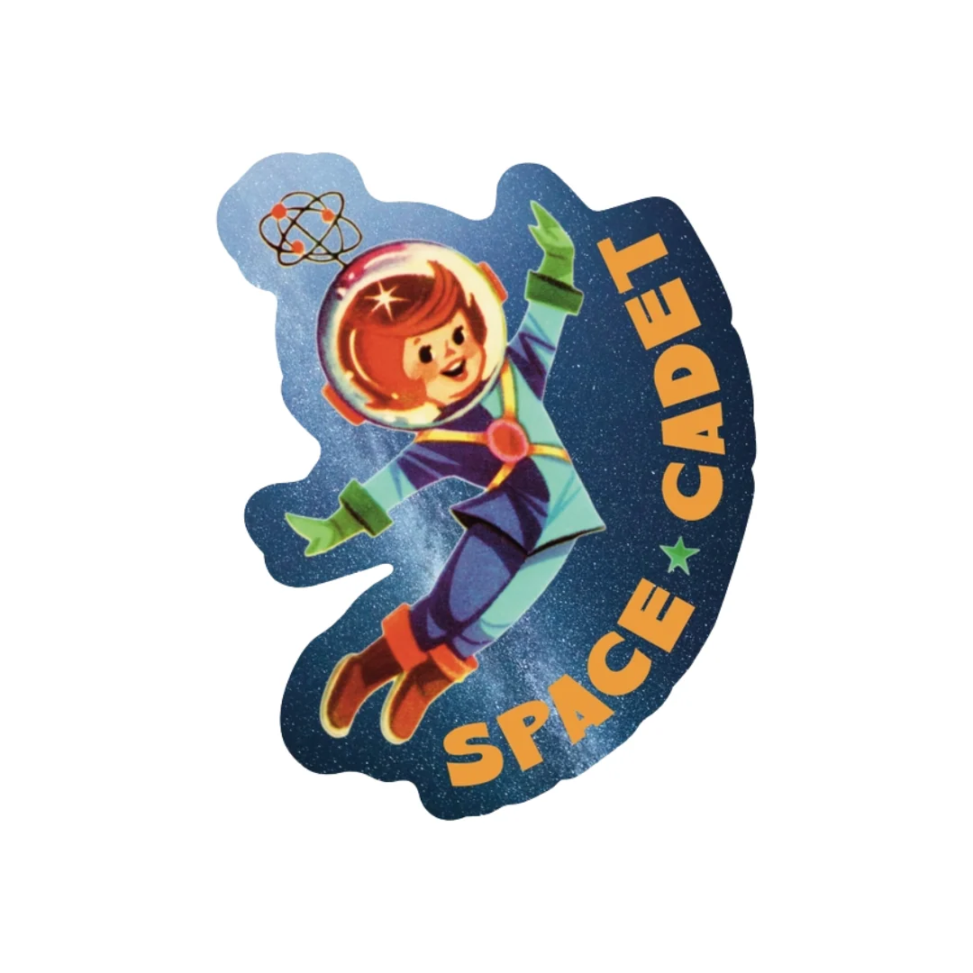 Funny Clever Space Cadet Vintage Retro Vinyl Sticker