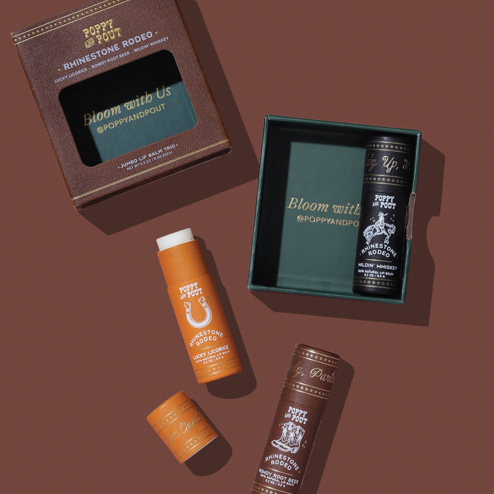 Poppy & Pout Gift Set Rhinestone Rodeo Lip Balm Trio - Image 3