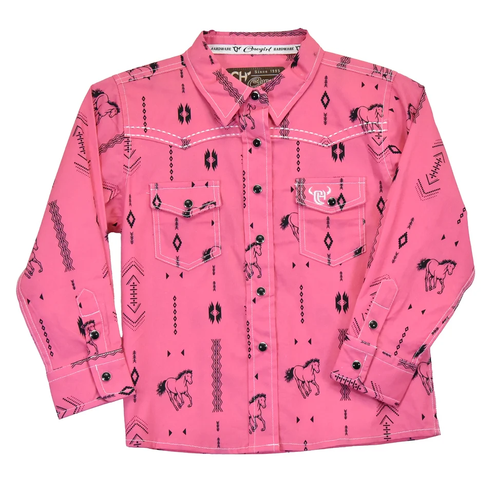 Girl's Aztec Horse Print Long Sleeve Shirt - 825670-150-T