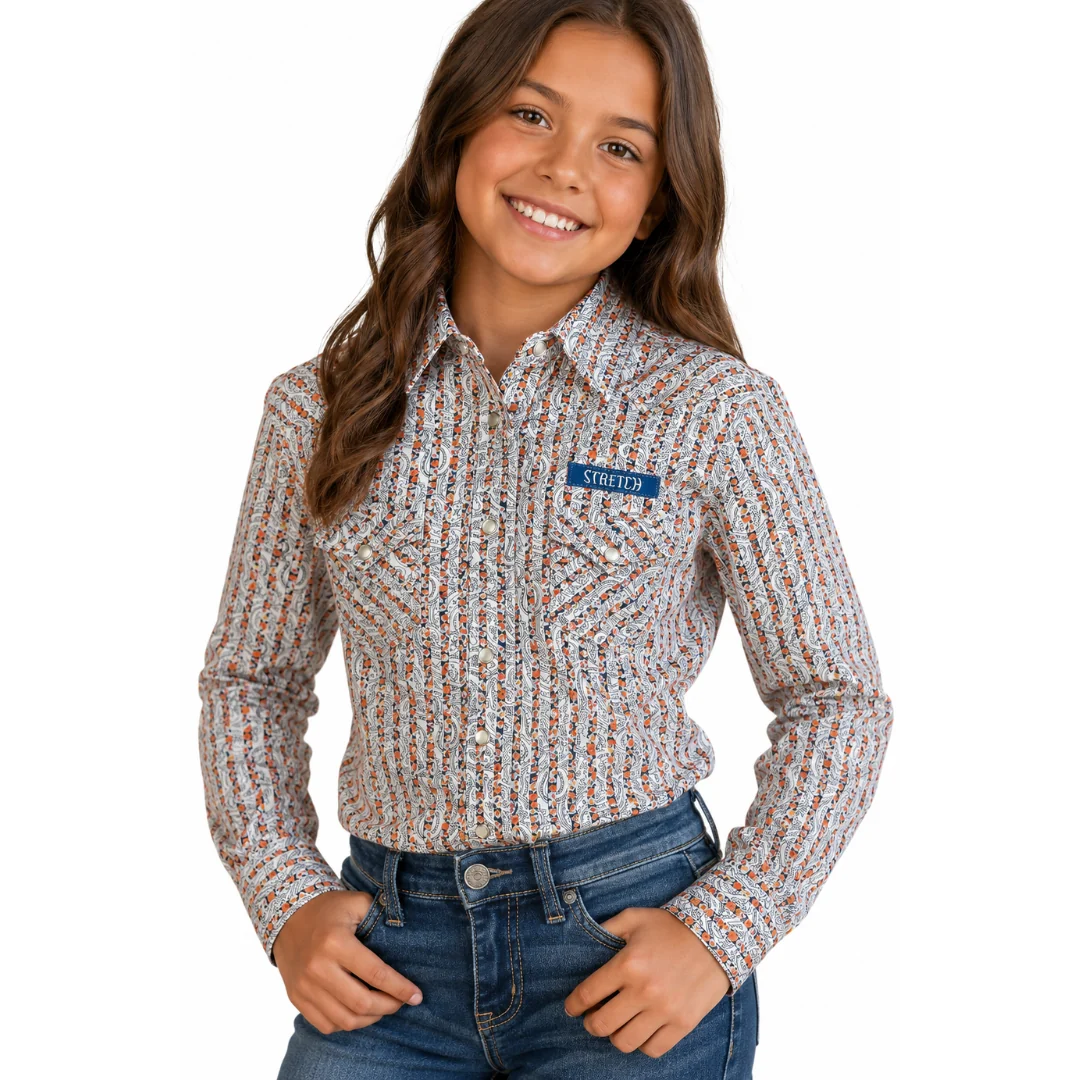 Girl's Floral Long Sleeve Snap Shirt RNG2S08945