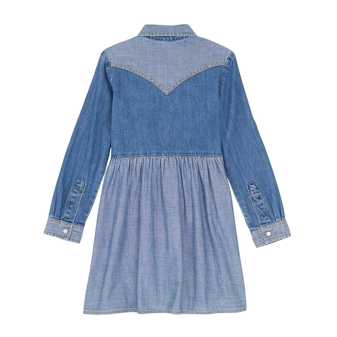 Girls Western Snap Dress - Mid Denim 112367396 - Image 2
