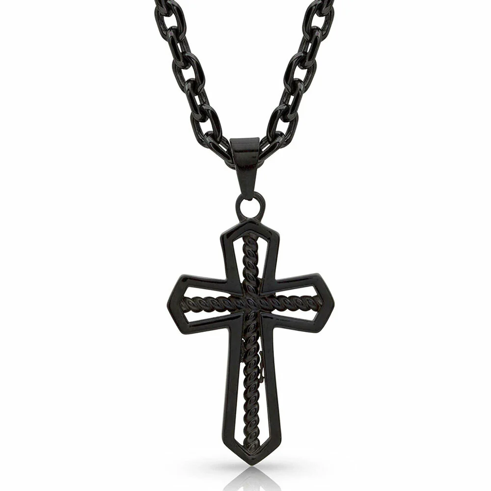 Gunmetal Cross Necklace NC4025 - Image 2