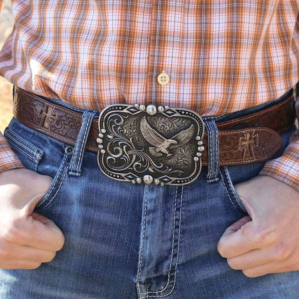 Gunmetal Soaring Eagle Framed Attitude Belt Buckle By Montana Silversmith A880 - Image 2