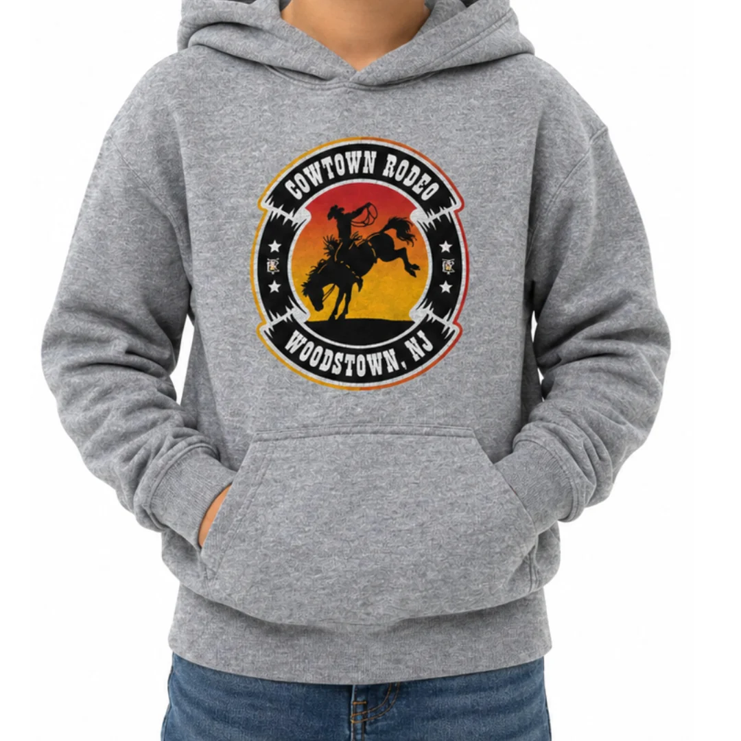 Sunset Rider Cowtown Rodeo Youth Buddy Hood In Heather Gray
