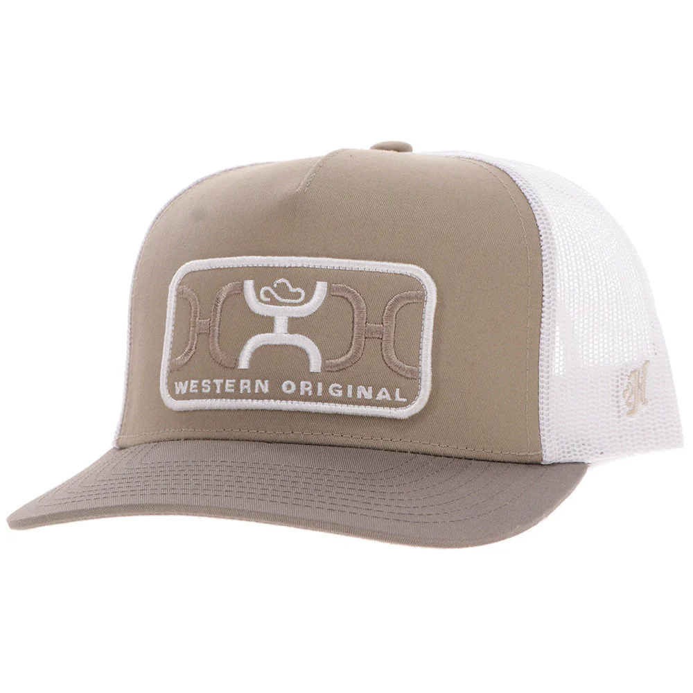 Hooey Loop Hat Tan & White 5-Panel Snapback - Rectangle Patch Cap 2559T-TNWH