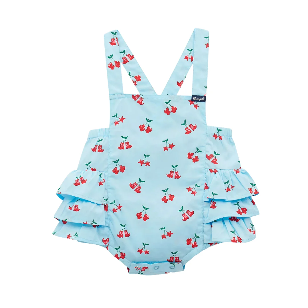 Infant/Toddler Blue Western Printed Ruffle Bodysuit 112379436