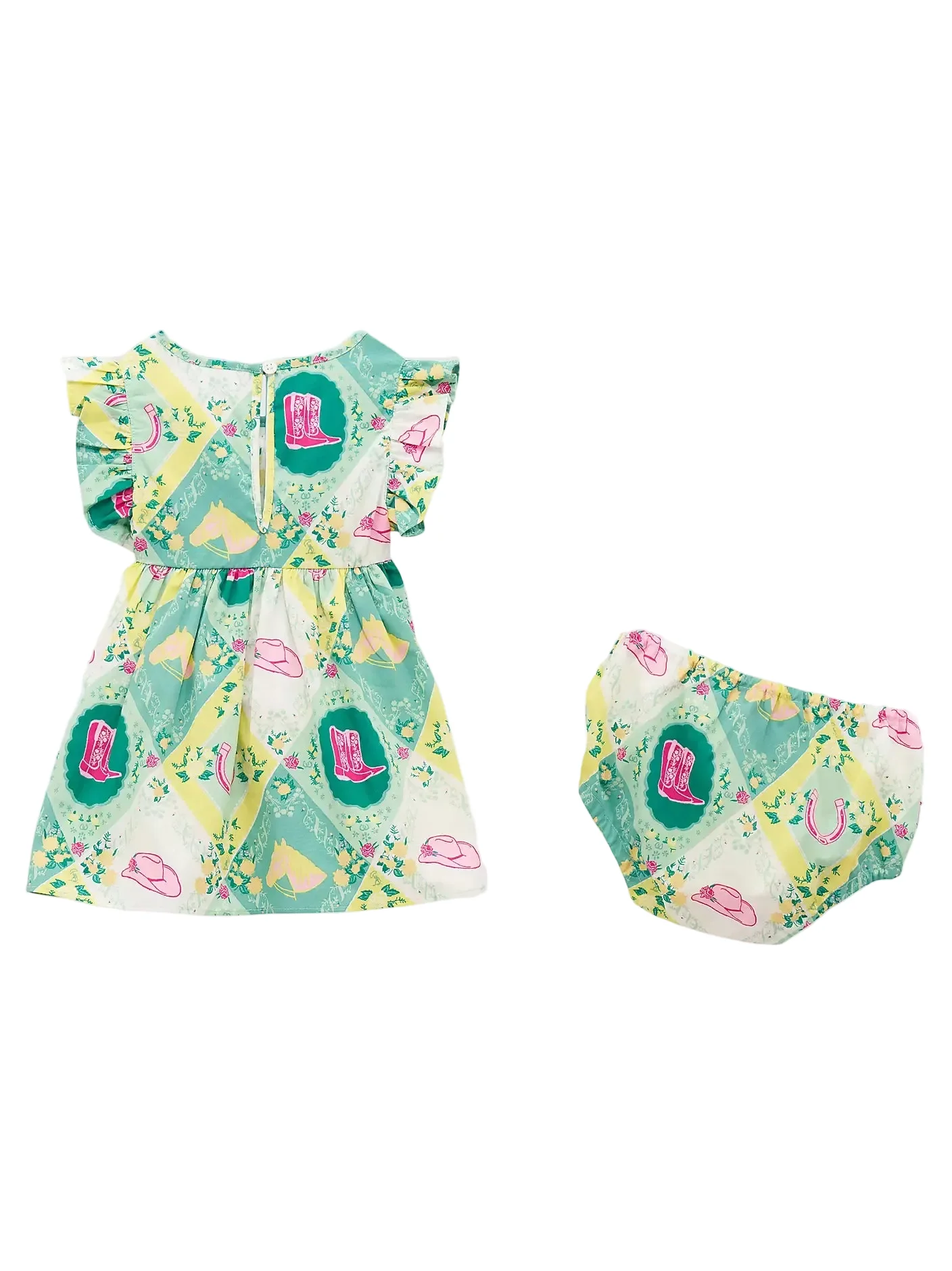 Infant/Toddler Green Ruffle Sleeve Print Dress 112379471 - Image 2