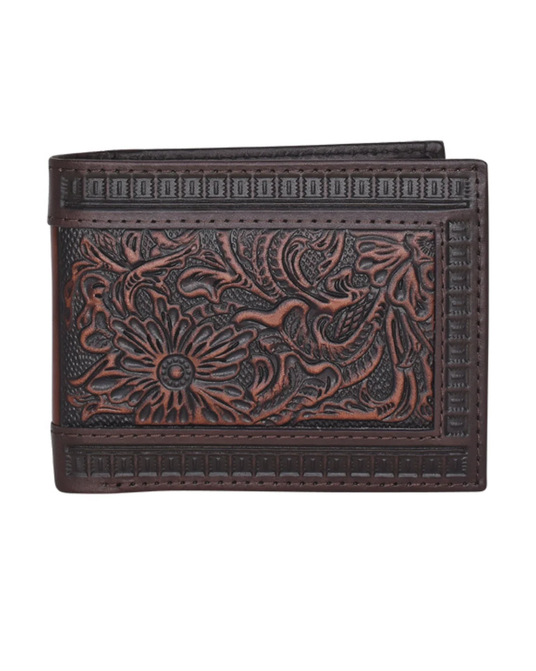 Justin Men's Genuine Leather Bifold Wallet With Tooling - 23205138W11