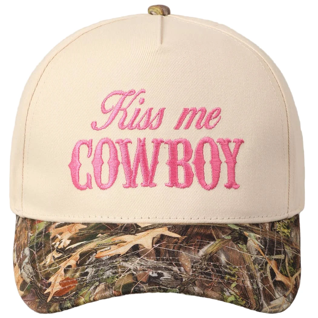 Kiss Me Cowboy Embroidery Two-Tone Cap