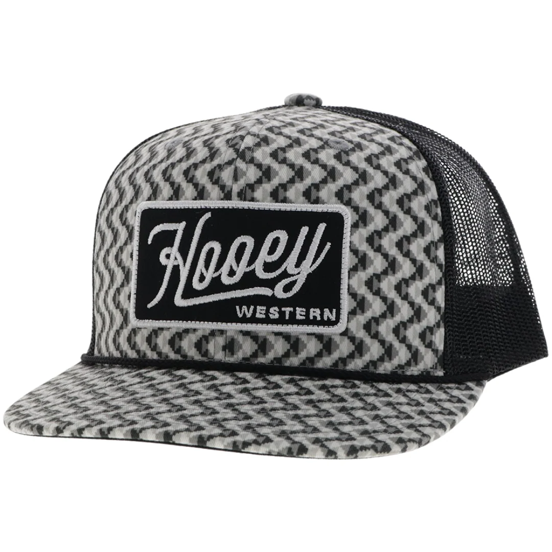 Lakota Grey / Black 5-Panel Trucker with Grey / Black Rectangle Patch 2548T-GYBK