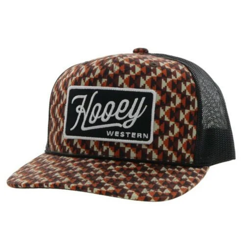 "Lakota" Hooey Brown / Black 6-Panel Trucker with Black / White Rectangle Patch - OSFA 2248T