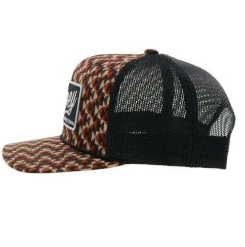 "Lakota" Hooey Brown / Black 6-Panel Trucker with Black / White Rectangle Patch - OSFA 2248T - Image 4