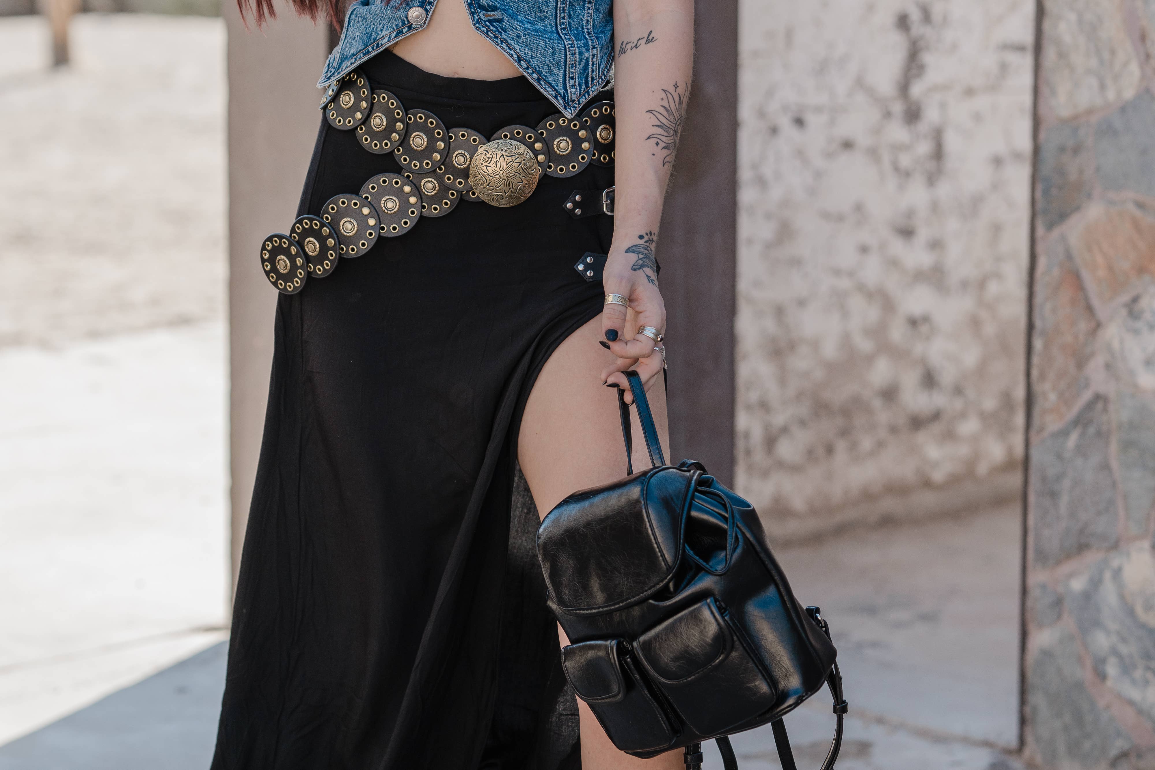 Leather Circle Caterpillar Belt - Image 3