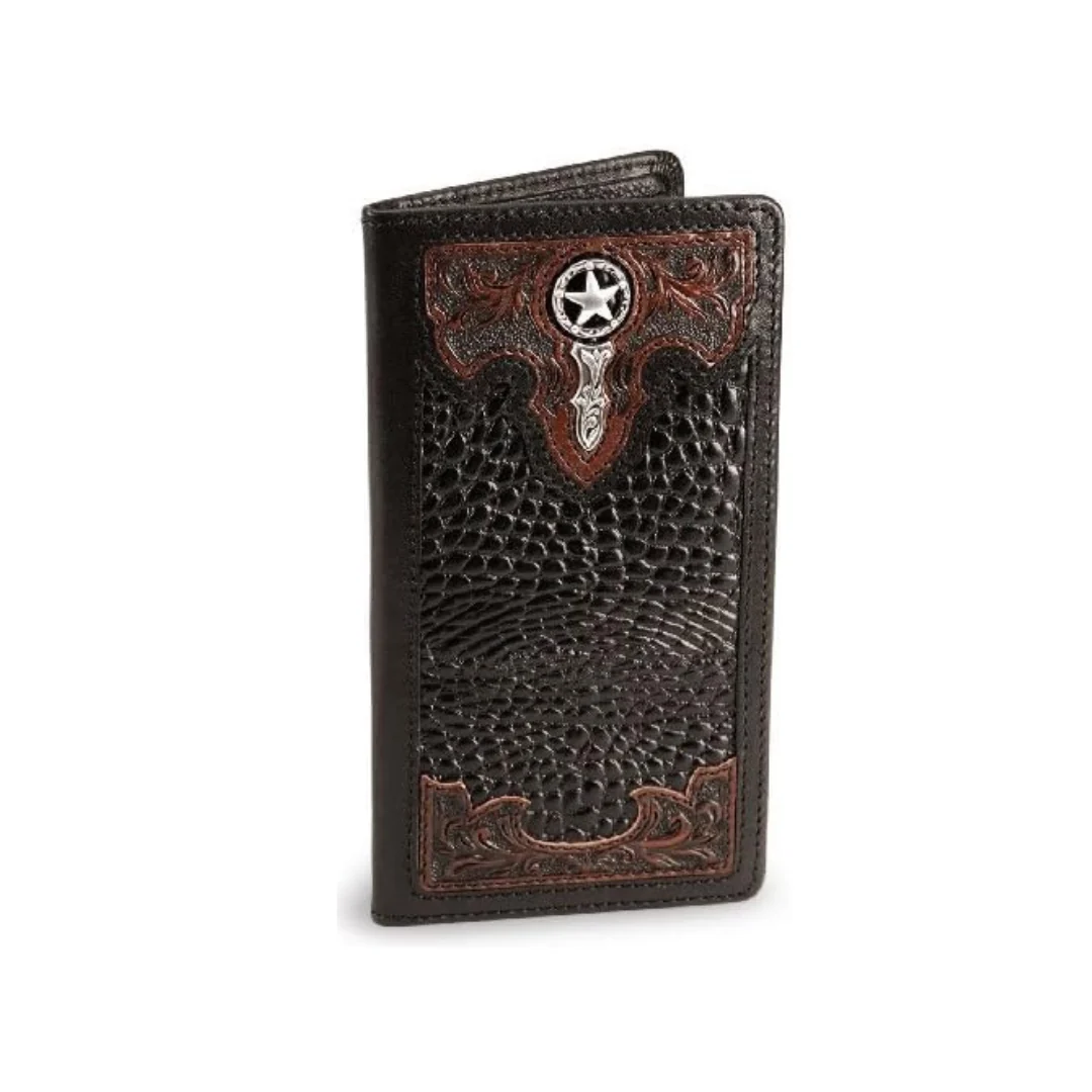Leegin Men's Southern Desperado Black Leather Rodeo Wallet E80523