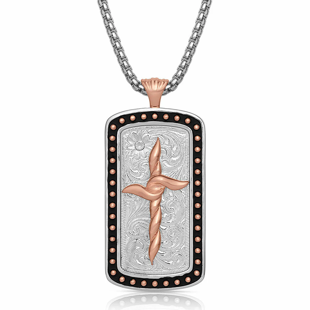 Legends Cross Dog Tag Necklace by Montana Silversmiths NC4819