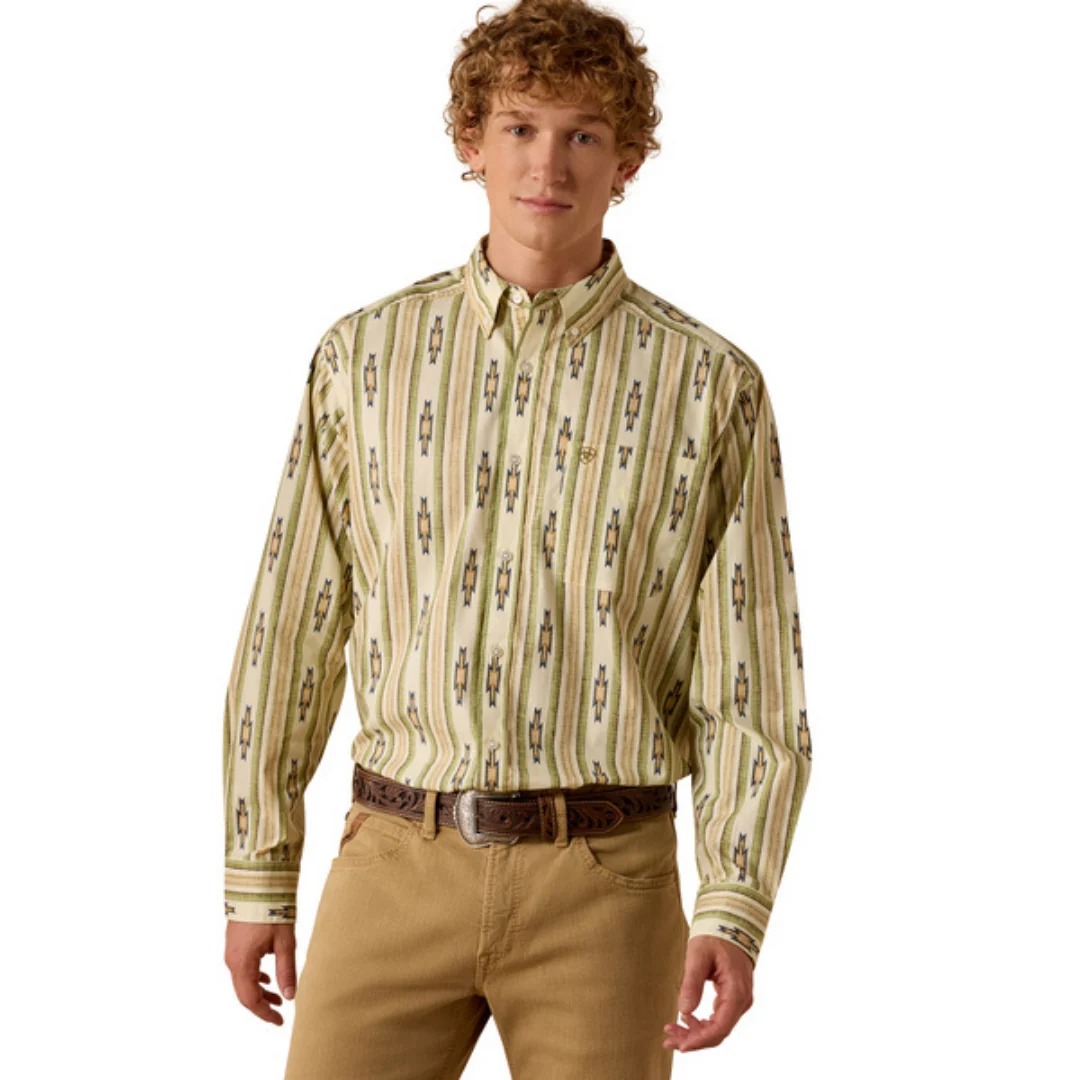 Men's Almond Oil Stripe Serape Stephon Classic Fit Shirt 10073595
