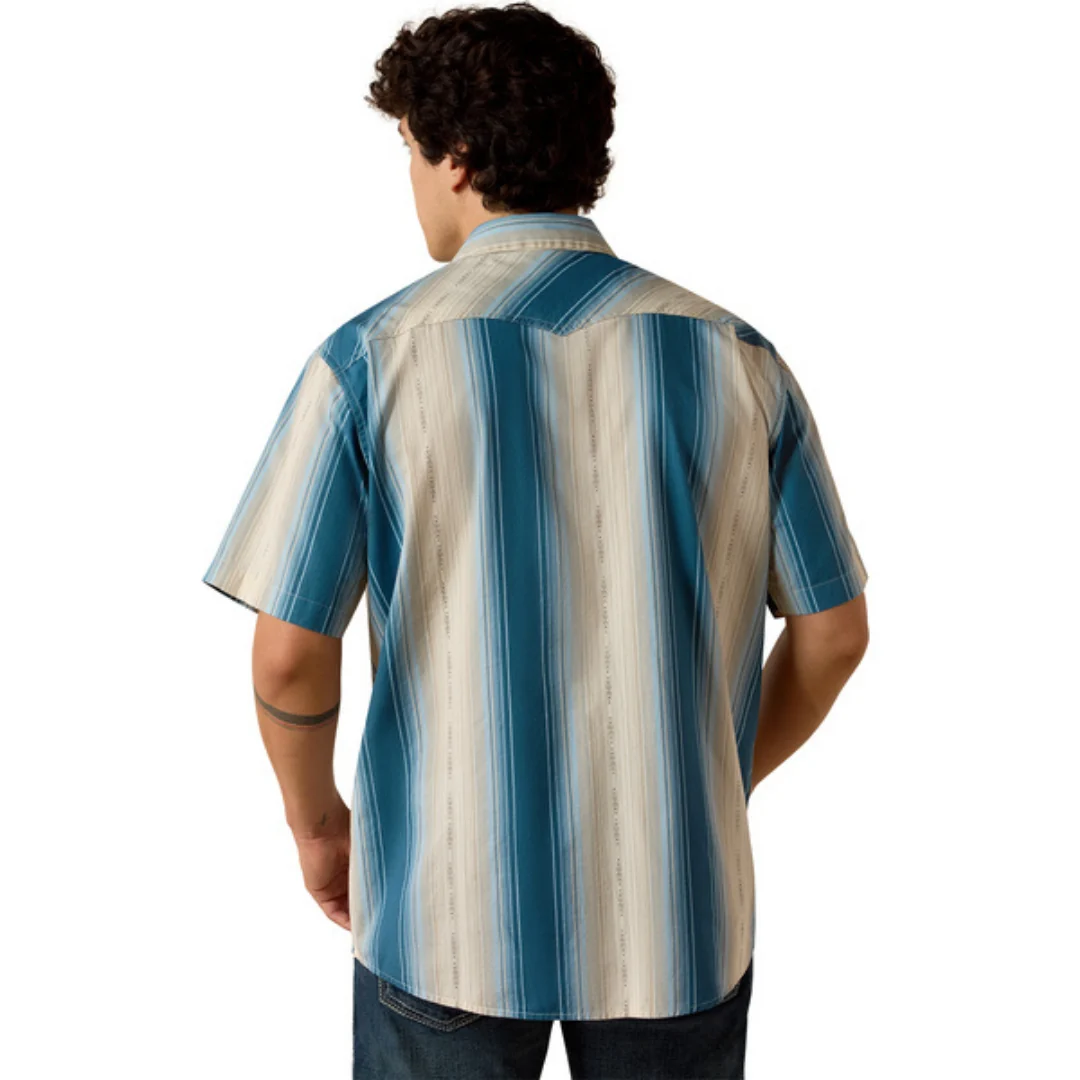 Men's Blue Stripe Retro Hyland Fitted Snap Shirt 10073573 - Image 3